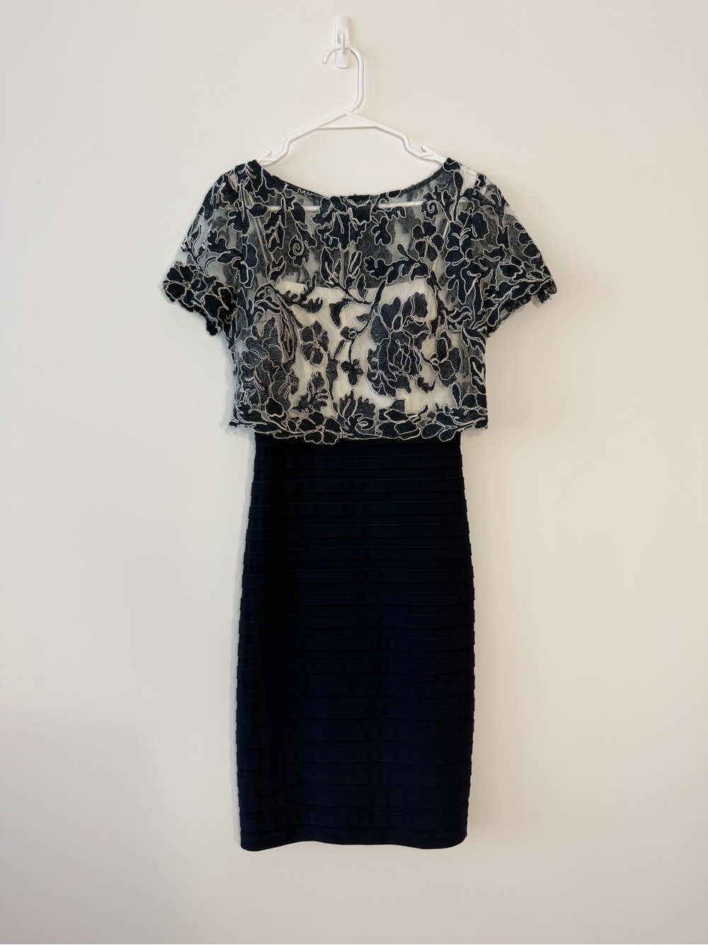 Navy and White Midi Dress